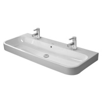 Duravit Happy D.2 - Dvojumyvadlo 120x51 cm, s přepadem, 2 otvory pro baterie, bílá 2318120024