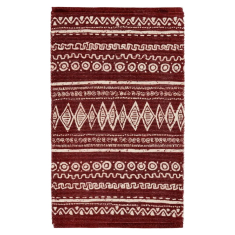 Červeno-bílý bavlněný koberec Webtappeti Ethnic, 55 x 140 cm