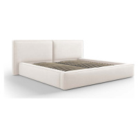 Béžová čalouněná dvoulůžková postel s úložným prostorem a roštem 200x200 cm Arendal – Cosmopolit