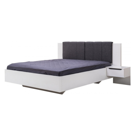 Manželská postel 160x200cm s nočními stolky stuart - bílá/šedá/dub