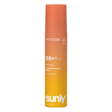 ATTITUDE Sunly Minerální opalovací krém ve spreji SPF 50+ s vůní tropického kokosu 75 ml