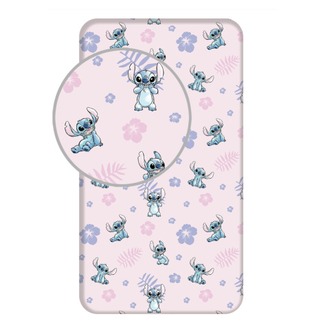 Jerry Fabrics Bavlněné napínací prostěradlo 90x200 + 25 cm - Lilo and Stitch "Pink"