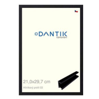 DANTIK rámeček 21 × 29,7, ALU profil 7003 Černý matný sklo čiré