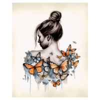 Obrazy na stěnu - Motýlí žena jako symbol proměny Rozměr: 40x50 cm, Rámování: vypnuté plátno na 