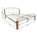 Manželská postel, dřevo olše / stříbrný kov, 160x200, mirela