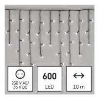 LED vánoční rampouchy, 10 m, venkovní i vnitřní, studená bílá, programy