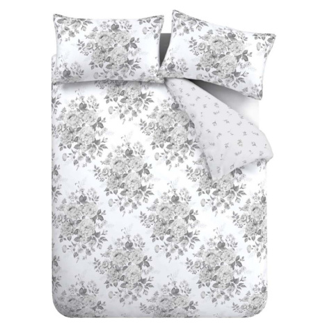 Šedé povlečení na jednolůžko 135x200 cm Elinda Floral – Catherine Lansfield