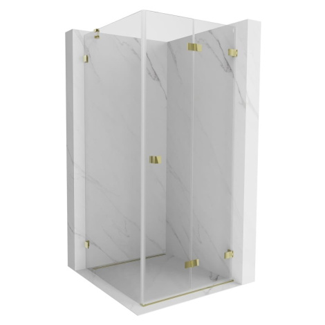 MEXEN/S Lunar-F sprchový kout skládací dveře pravá 100 x 100, transparent, zlato 836-100-100-50-