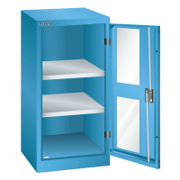 LISTA Skříň s otočnými dveřmi, 2 police, šířka 500 mm, s prosklenými dveřmi, světlá modrá
