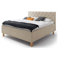Béžová čalouněná dvoulůžková postel s úložným prostorem s roštem 160x200 cm San Remo – Meise Möb