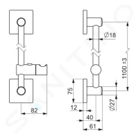 Hansa 44410100 - Sprchová tyč 110 cm, chrom