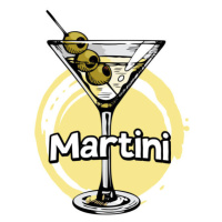 Fotografie Martini glass with olives. Hand drawn, Vera Orlova, 40 × 40 cm