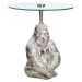 Estila Luxusní glamour kulatý příruční stolek Wilde s podstavou ve tvaru gorily a se skleněnou v