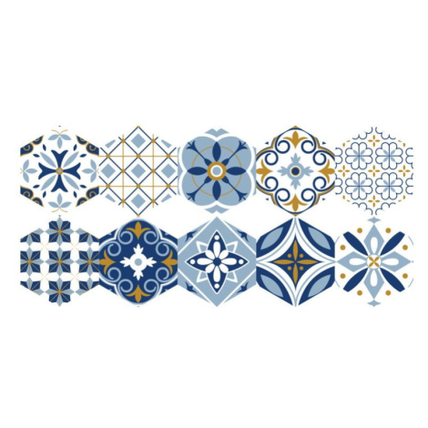 Sada 10 samolepek na podlahu Ambiance Hexagons Jelilna, 20 x 18 cm