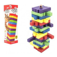 Hra věž dřevěná 60 ks barevných dílků společenská hra v krabičce