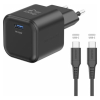 Swissten síťový adaptér GaN 1x USB-C 20W PD + datový kabel USB-C/USB-C 1,2 m černý