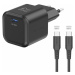 Swissten síťový adaptér GaN 1x USB-C 20W PD + datový kabel USB-C/USB-C 1,2 m černý