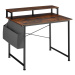 tectake 404664 psací stůl s policí a látkovým úložným boxem - Industriální dřevo tmavé, rustikál
