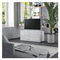 TV stolek bílý s vysokým leskem 80x34x36 cm dřevotříska