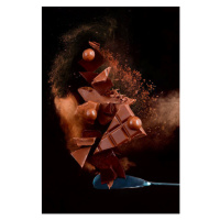 Fotografie Broken chocolate pieces balancing on a, Dina Belenko Photography, 26.7x40 cm