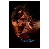 Fotografie Broken chocolate pieces balancing on a, Dina Belenko Photography, 26.7 × 40 cm