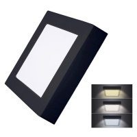 Solight LED mini panel CCT, přisazený, 12W, 900lm, 3000K, 4000K, 6000K, čtvercový, černá barva