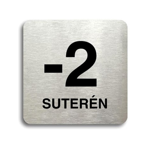 Accept Piktogram "-2 suterén" (80 × 80 mm) (stříbrná tabulka - černý tisk bez rámečku)