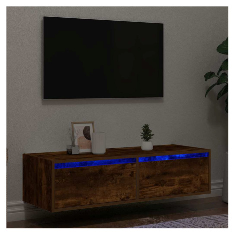 vidaXL TV skříňka s LED osvětlením kouřový dub 100X35,5x25 cm