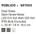 NOVA LUCE bodové svítidlo PUBLICO opálové sklo nikl satén kov E14 3x5W IP20 bez žárovky 667003