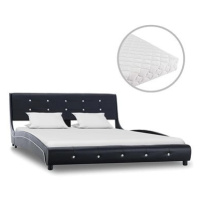 SHUMEE postel s matrací 140 × 200 cm, umělá kůže, černá
