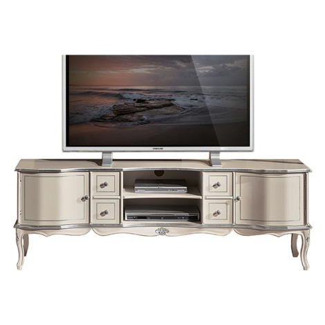 Estila Luxusní rustikální TV stolek Clasica se dvěma poličkami, čtyřmi malými šuplíky a dvěma dv