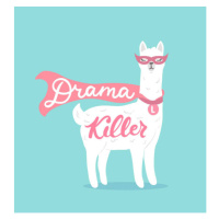 Ilustrace Drama killer cute llama design card, Mitoria, 40 × 40 cm