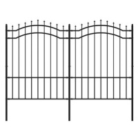 SHUMEE Zahradní plot s hroty černý 190 cm, práškově lakovaná ocel