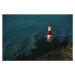 Umělecká fotografie Red and white lighthouse on the sea shore., Mykola  Romanovskyy, (40 x 26.7 