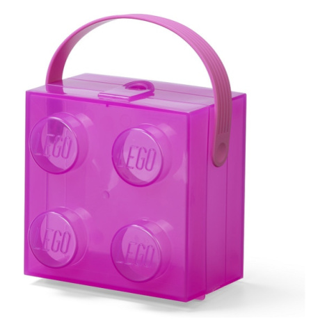 Lego® svačinový box s rukojetí průsvitná fialová
