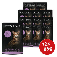 Cat's Love s lososem, kuřecím masem, petrželkou a lososovým olejem 12 × 85 g