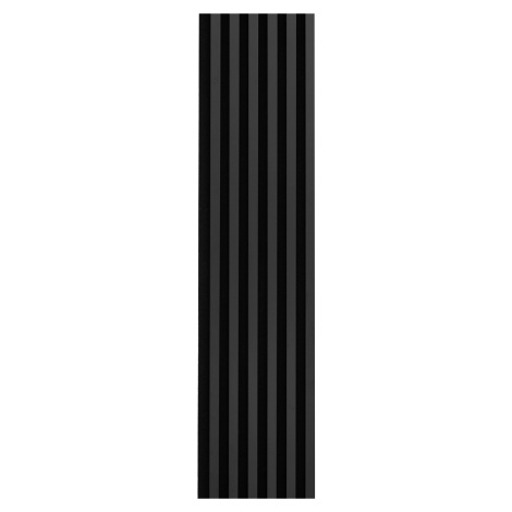 WallART Dekorativní nástěnné lamely s filcem, Černý mat / černý 270x40x0,8 cm - 7 lamel