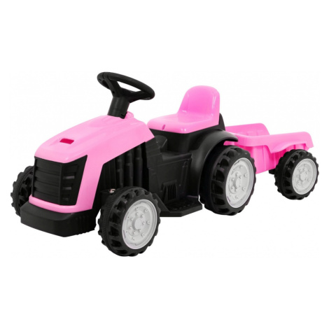 mamido  Dětský elektrický traktor s přívěsem růžový