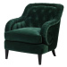 Estila Vintage křeslo Parrel do obývacího pokoje s čalouněním tmavě zelené barvy s chesterfield 