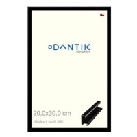 DANTIK rámeček 20 × 30, ALU profil 7269 Černý lesklý sklo čiré