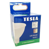 Tesla - LED žárovka GU5,3 MR16, 4W, 12V, 300lm, 25 000h, 3000K teplá bílá, 100°