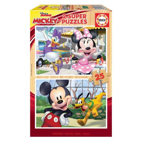 Dřevěné puzzle Mickey&Friends Educa 2 x 25 dílů od 4 let