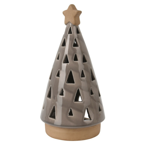 Porcelánový svícen na čajovou svíčku Christmas tree hnědá, 10 x 20 cm