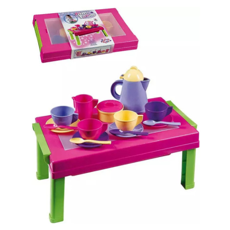 Nádobí dětské Čajový servis se stolem 40x25x18cm barevný set 18ks plast POLESIE
