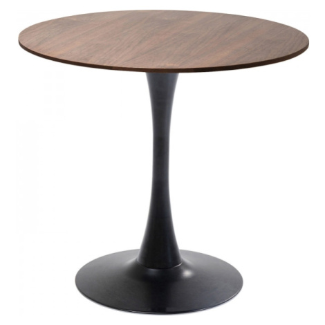 KARE Design Jídelní stůl Schickeria s černou podnoží - ořech, Ø80cm