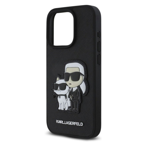 Karl Lagerfeld PU Saffiano Karl and Choupette Zadní Kryt pro iPhone 15 Pro Black