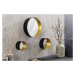 Estila Designový art deco set tří nástěnných zrcadel Patagonia s kulatým kovovým rámem zlaté a č