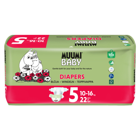 Muumi Baby 5 Maxi+ 10–16 kg eko pleny 22 ks