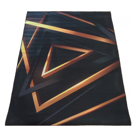 Černý koberec se zlatým vzorem Šířka: 80 cm | Délka: 150 cm
