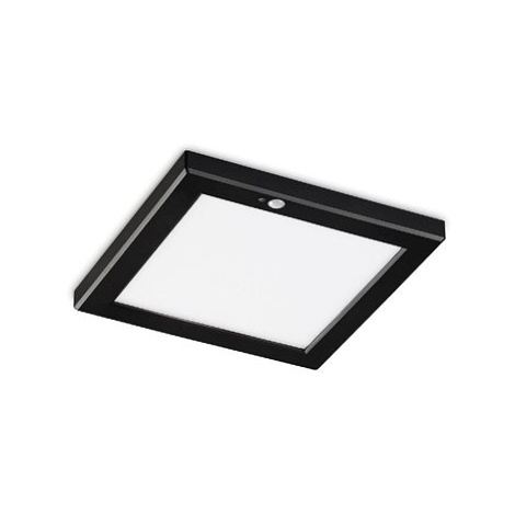 Ideal Lux AURA PL přisazené LED svítidlo s PIR senzorem 3000K 22 cm hranaté, černé